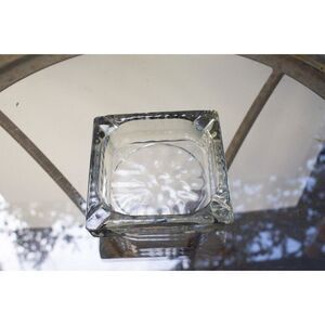 Smoke Gray Glass Pebbled Bottom 6" Square Ashtray Heavy 1960s